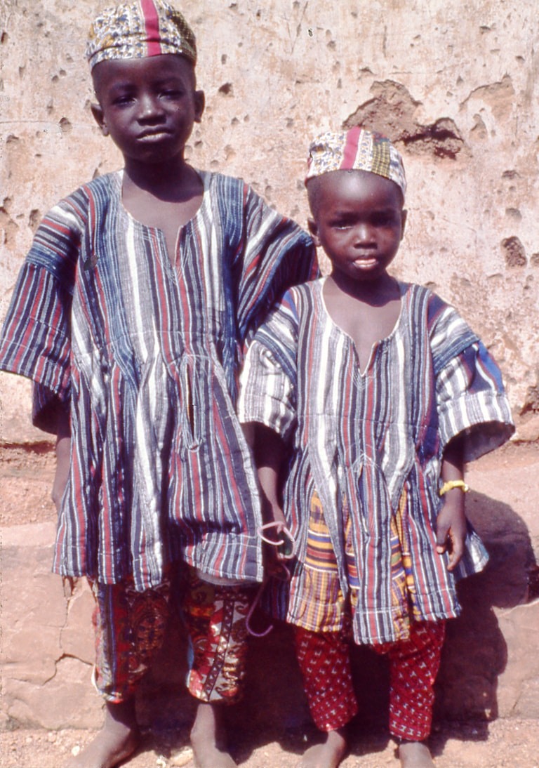 two boys in smocks