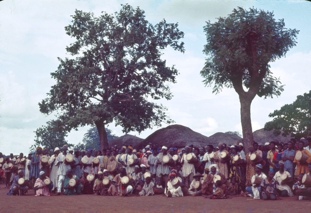 assembled drummers at funeral of the Karaga chief
